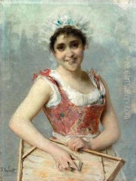 Junge Waschfrau Mit Einem Waschbrett Oil Painting by Federico Andreotti