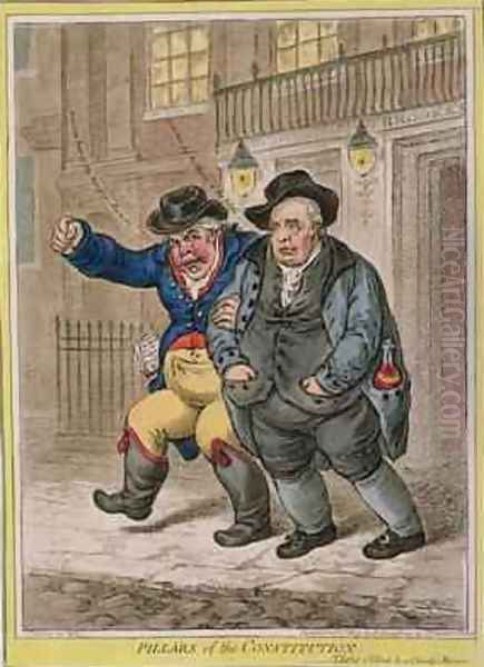 Pillars of the Consitution Three oClock and a Cloudy Morning Oil Painting by James Gillray