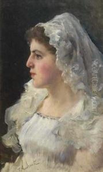 Giovine Donna Con Velo Bianco Oil Painting by Federico Andreotti