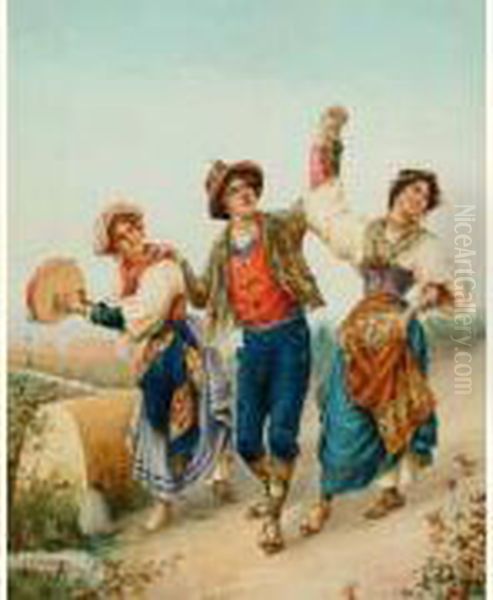 Ecole Italienne
 ?happy Times? Oil Painting by Federico Andreotti