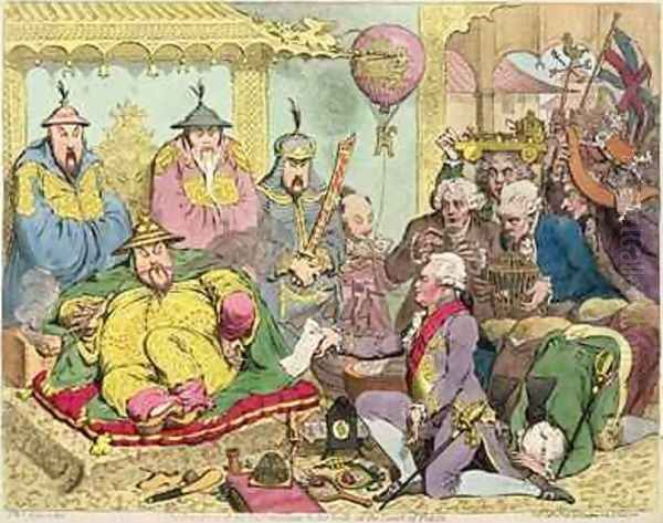 Reception of the Diplomatique and his Suite at the Court of Pekin Oil Painting by James Gillray