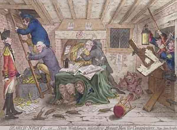 Search Night or The State Watchmen Mistaking Honest men for Conspirators 2 Oil Painting by James Gillray