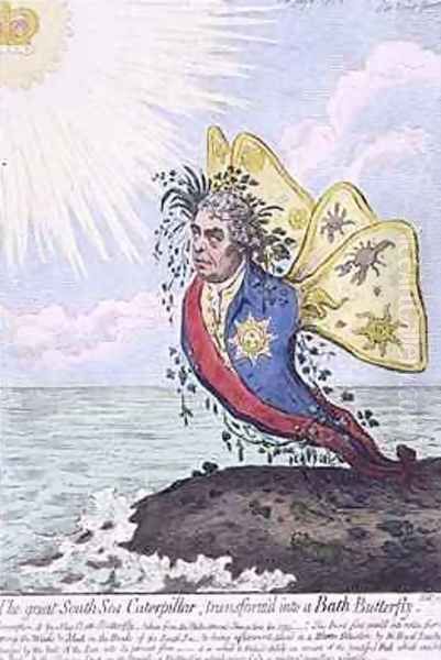 The Great South Sea Caterpillar transformd into a Bath Butterfly Oil Painting by James Gillray