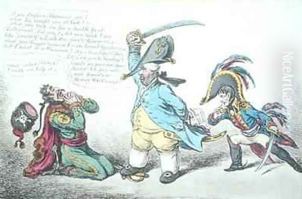 The Magnanimous Minister Chastising Prussian Perfidy Oil Painting by James Gillray