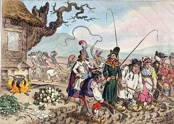 Consequences of a Successful French Invasion or We teach de English Republicans to work Oil Painting by James Gillray