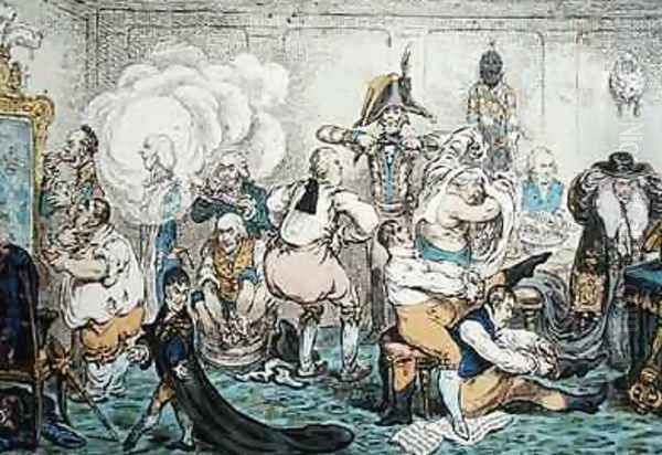 Making Decent ie Broad bottomites Getting into the Grand Costume Oil Painting by James Gillray