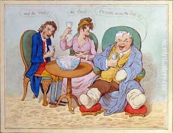 Punch Cures the Gout the Colic and the Tisic Oil Painting by James Gillray