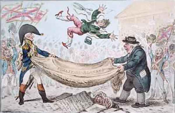 The high flying Candidate mounting from a Blanket Oil Painting by James Gillray