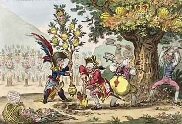 The New Dynasty or The Little Corsican Gardiner planting a Royal Pippin Tree Oil Painting by James Gillray