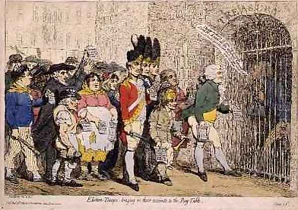 Election Troops bringing in their accounts to the Pay Table Oil Painting by James Gillray