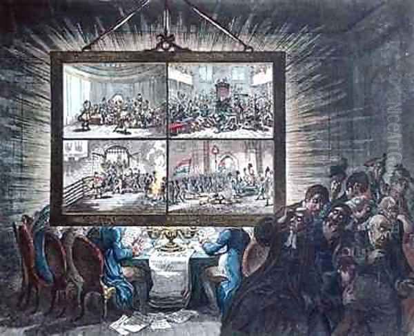 Exhibition of a Democratic Transparency with its Effect upon Patriotic Feelings Oil Painting by James Gillray