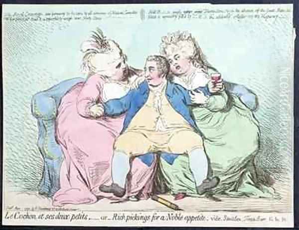 Le Cochon et ses Deux Petits or Rich Pickings for a Noble Appetite Oil Painting by James Gillray