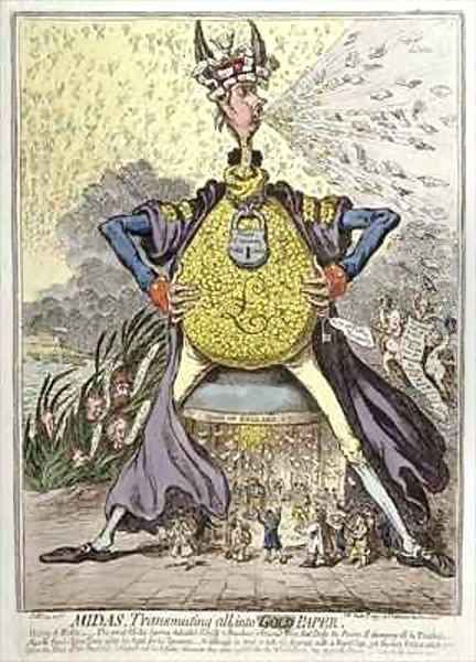 Midas Transmuting all into Gold Paper Oil Painting by James Gillray