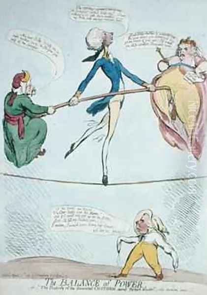 The Balance of Power or The Posterity of the Immortal Chatham turned Posture Master Oil Painting by James Gillray