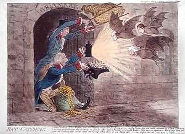 Bat Catching Oil Painting by James Gillray