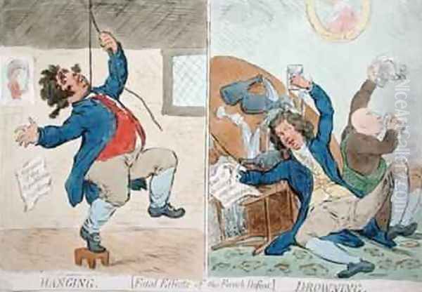 Hanging and Drowning or Fatal Effects of the French Defeat Oil Painting by James Gillray