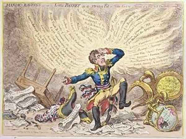 Maniac Ravings or Little Boney in a strong Fit Oil Painting by James Gillray