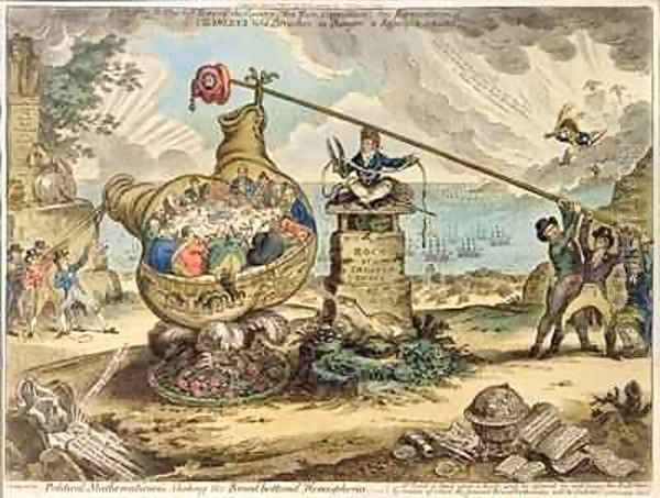 Political Mathemematicians Shaking the Broadbottomd Hemisphere Oil Painting by James Gillray