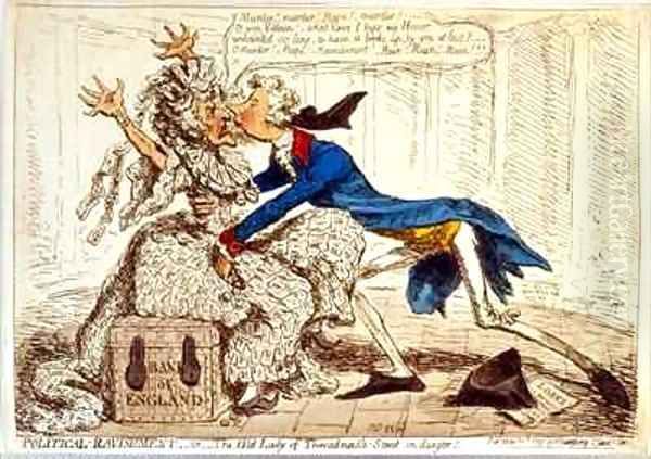 Political Ravishment Or the Old Lady of Threadneedle Street in Danger Oil Painting by James Gillray