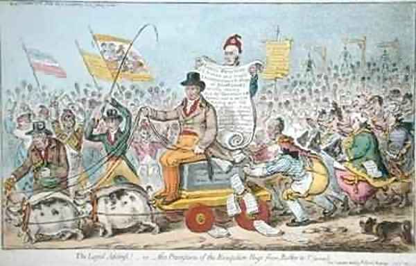 The Loyal Address or The Procession of the Hampshire Hogs from Botley to St James Oil Painting by James Gillray