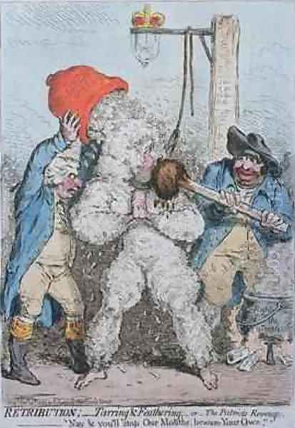 Retribution Tarring and Feathering or The Patriots Revenge Oil Painting by James Gillray