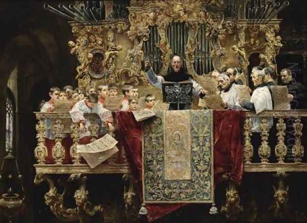 Boys Choir of Seville (El Coro de niños de Sevilla) Oil Painting by Jose Gallegos Y Arnosa