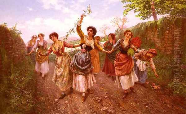 A Spring Festival Oil Painting by Pietro Gabrini