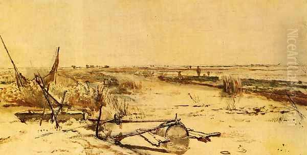 A View Of The Kamper Veenderij (Het Zwijnsleger Near Grafhorst) Oil Painting by Paul Joseph Constantine Gabriel