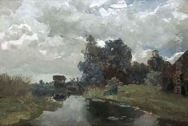 A polder landscape - a study Oil Painting by Paul Joseph Constantine Gabriel