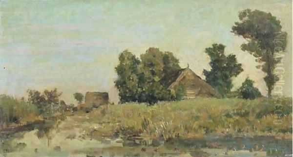 Zomermorgen a polder landscape near Kortenhoef in summer Oil Painting by Paul Joseph Constantine Gabriel