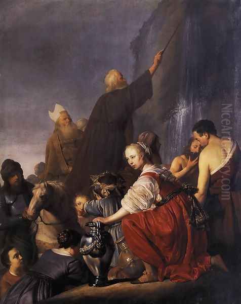 Moses Striking the Rock c. 1630 Oil Painting by Pieter de Grebber