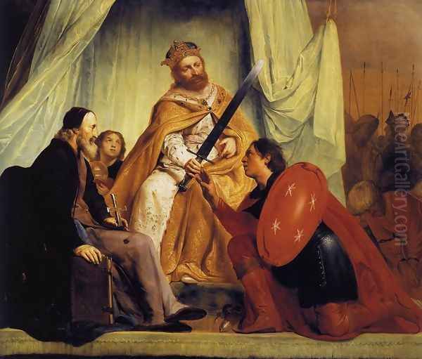 The Conferring of the Sword on the Coat-of-Arms of Haarlem 1630 Oil Painting by Pieter de Grebber