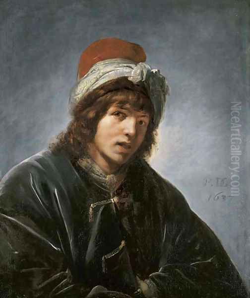 Portrait of a young man in Persian dress Oil Painting by Pieter de Grebber