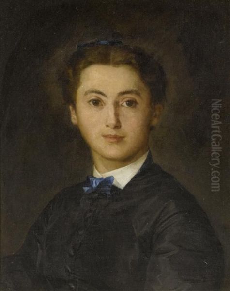 Portrait Of Therese Von Wyttenbach - Von Fischer Oil Painting by Albert Anker