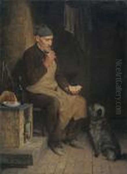 Alter Mann Beim Znuni (gyp) Oil Painting by Albert Anker