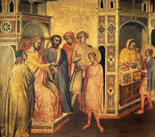 St. Eloi Before King Clotarius Oil Painting by Taddeo Gaddi