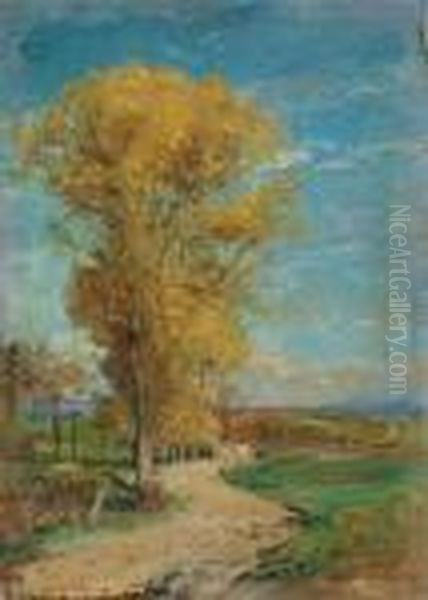 Herbstlandschaft - Paysage D'automne - Arbres En Automne Oil Painting by Albert Anker