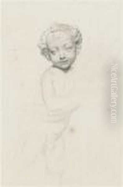 Drawing Of A Boy After A Classical Sculpture Oil Painting by Albert Anker