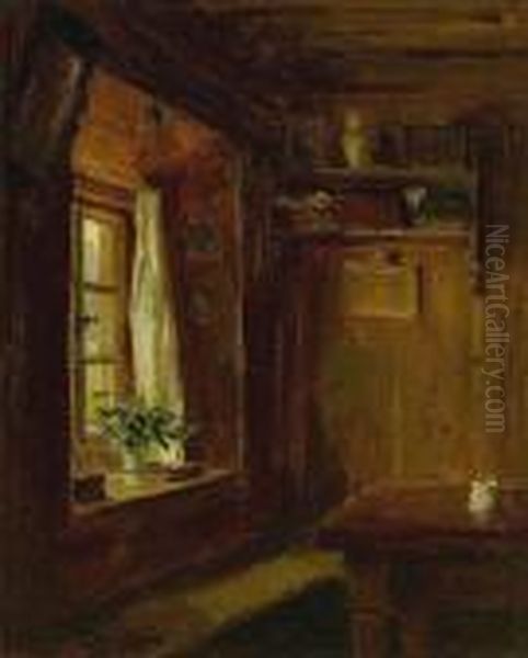 Stubenecke Mit Fenster Oil Painting by Albert Anker