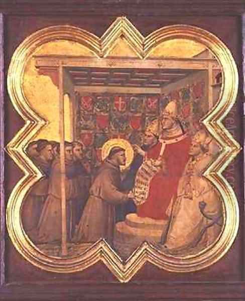 St Francis presenting his Rule to the Pope Oil Painting by Taddeo Gaddi