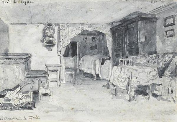 La Chambre De La Tante Oil Painting by Albert Anker