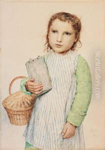 Junges Madchen Mit Proviantkorb Oil Painting by Albert Anker