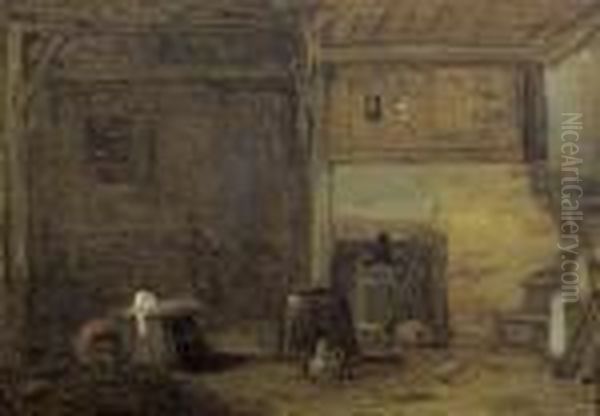 Bauernstubeninterieur. Oil Painting by Albert Anker