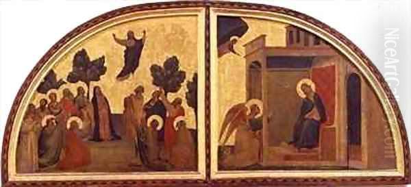 The Ascension and the Annunciation lunette Oil Painting by Taddeo Gaddi