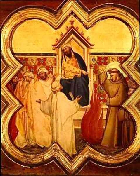 The Trial by Fire St Francis offers to walk through fire to convert the Sultan of Egypt in 1219 Oil Painting by Taddeo Gaddi