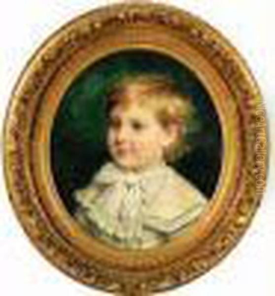 Portrait D'un Jeune Garcon Blond Au Col Blanc Noue Oil Painting by Albert Anker