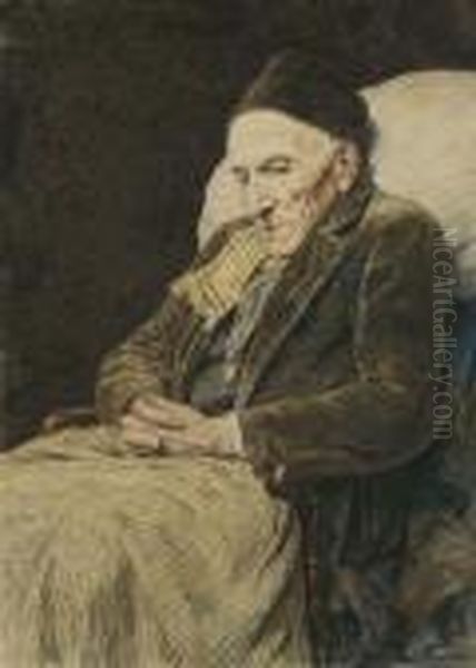 Grandfather In Armchair Oil Painting by Albert Anker