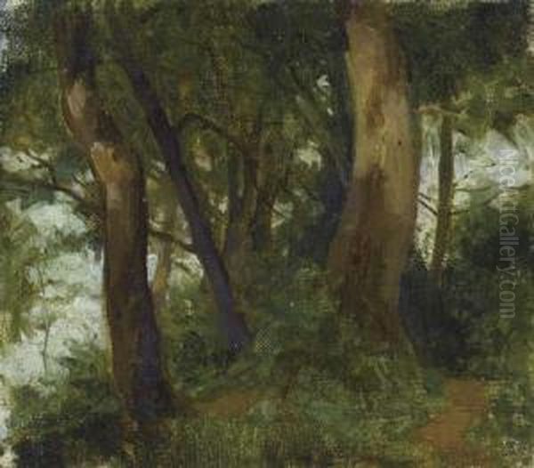 Forest Interior. Oil Painting by Albert Anker