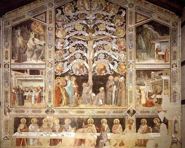 Last Supper, Tree of Life and Four Miracle Scenes 2 Oil Painting by Taddeo Gaddi