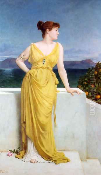 Mrs. Charles Kettlewell in Neo-classical Dress Oil Painting by Frederick Goodall